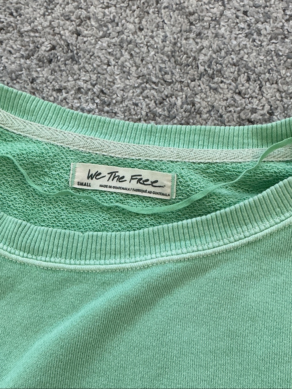 We the Free by Free People Cropped Camden Sweatshirt ~ Green - Picture 5 of 10